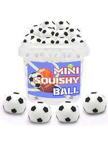 15个迷你毛绒运动球可挤压玩具，包括迷你足球、棒球、篮球、橄榄球和网球，适合宠物、礼品和派对（随机） - 彩色 - 查看 11