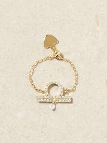 奢华独特精致创意精美珠宝 925 纯银新款时尚星座可调节链戒指，专为女孩设计 - 金色 - 查看 6