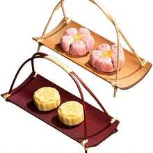 1pc Bamboo Sushi Plate/Snack Tray, Suitable For Desserts, BBQ, Napkin Placement, Multi-Functional Household Tray - Multicolor - View 4