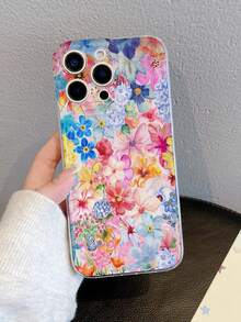 Vibrant Rainbow Flower Print Transparent Soft Case Compatible With IPhone 12 11 X XR S21 Ultra A53 A17 Protective Shell, Rainbow Flower Transparent Soft Case For Samsung Galaxy Series Phones, Provides Lens Protection And Can Be Used As A Protective Cover, Suitable As A Gift For New Year, Christmas, Halloween Or Valentine's Day - Multicolor - View 1