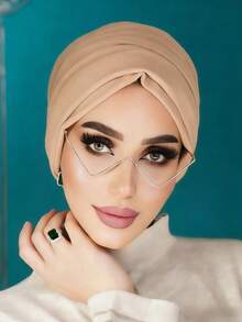 قطعة واحدة من التربان الفوري للنساء، وشاح رأس أنيق بلون سادة، وشاح رأس قابل للانزلاق والامتصاص، تصميم مطوي لمظهر حجمي، قماش جيرسيه ناعم ومريح من الموديال، مناسب للارتداء اليومي والرياضة واليوغا - متعدد الألوان - مشاهدة 12