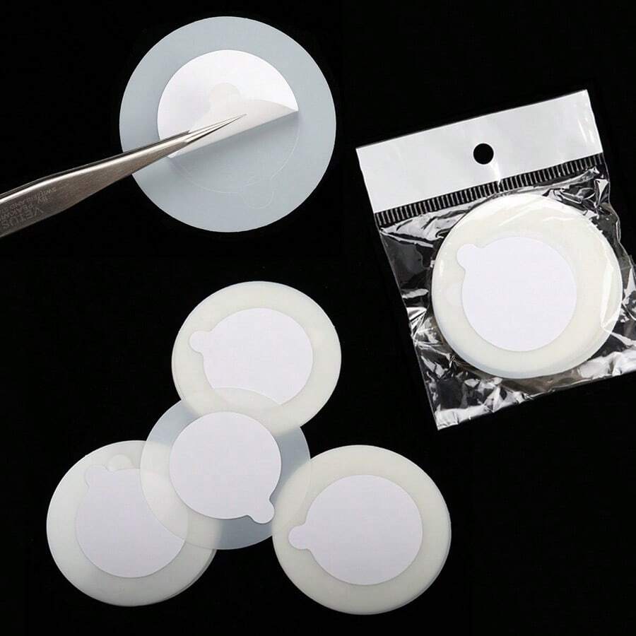 30片/20片/10片装一次性睫毛嫁接胶垫，睫毛嫁接胶托盘，隐形眼镜胶垫，用于滴加睫毛嫁接胶水，清洁卫生，使用方便，提高嫁接速度，防止胶水快速凝固 - 彩色 - 查看 1