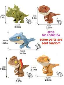 5 件咬手指恐龙玩具，独特的多关节恐龙活动模型，减压玩具，非常适合派对礼物和节日礼物 - 彩色 - 查看 13