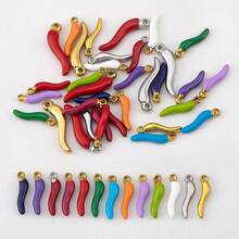 5pcs Stainless Steel Chili Pepper Pendant, Suitable For DIY Necklace, Bracelet, Earring Jewelry Making - 5pcs - View 4