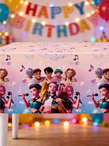 K-Pop Group Pattern Disposable Tablecloth, Essential For Girls Party - Multicolor - View 4