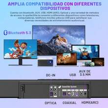 Barras de Sonido 7.2 Canales con 2 Subwoofers 10 Altavoces 540W Potencia Bluetooth 5.3 Sonido 3D Surround 360° 6 Modos EQ  eARC Óptico para Cine en Casa 4K - Barra de Sonido 2.0 - Ver 3
