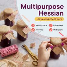 厚实耐用的天然亚麻布,适用于教室展示板、手工艺品、桌旗、婚礼装饰,易于裁剪,亚麻面料 - 1件棕色 - 查看 11