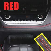 Tira de acabado de cuero para interior de coche en negro & rojo, longitud universal de 2m, diseño de contraste negro & rojo, decoración de hueco de consola central, uso de modificación, elegante & con estilo, compatible con múltiples modelos de coche - Tira de adorno de cuero rojo - Ver 9