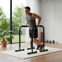 CuisinSmart Adjustable Dip Bars Station,Heavy Duty Push Up Bar&Parallettes With With Full Coverage Foam Handle,Portable Parallel Bars&Dip Stand For L-Sit, Dips, Home Gym Strength Training(32"-36" Height) - Black - View 2