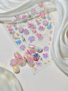 1pc Koi Fish Lotus Hill Chinese Knot Tassel Star Ingot Self Adhesive Nail Charm Sticker Starfish Nail Art Stickers DIY - Multicolor - View 1