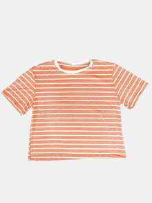 K&K FASHION Basic Striped T-Shirt - 鮭魚 - 查看 3
