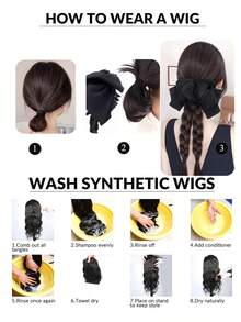 优雅黑色缎面蝴蝶结双辫爪夹马尾辫，合成耐热辫子接发，适合女性参加派对和日常佩戴的马尾辫接发，日常发饰。 - 彩色 - 查看 8