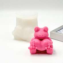 3D Heart-Hugging Frog Silicone Mold For DIY Scented Candle - White - View 4