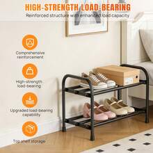 HSHa Expandable Shoe Rack, 2/3/4 Tiers Adjustable Shoe Organizer Shelf For Closet, Black Metal Free Standing Shoes Rack Storage For Hallway Small Space, Entryway - Black - 2nd Layer - View 6