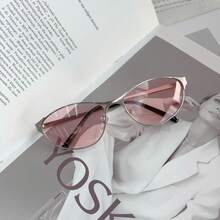 Korean Internet Celebrity Retro  With A Futuristic Technology Vibe, Metal  For Stylish Looks - 銀框淺粉片 - 查看 8