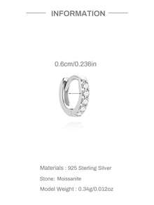 1颗0.1克拉莫桑石925纯银经典立方氧化锆耳环，尺寸6-9毫米，18K镀金，低过敏性，小巧耳骨耳环，适合女性日常佩戴的耳洞饰品 - 銀色 - 查看 15