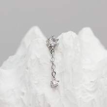 1pc Minimalist Diamond Stainless Steel Stud Earrings, Suitable For Women's Daily Wear - Diamond - View 7