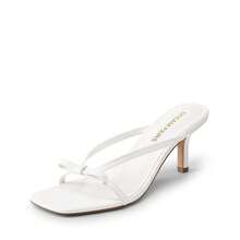 Women 2026 New Summer Kitten Heel Mule Sandals With Bow Decor, Comfortable Open Toe Slip On Slide Sandals For Party Wedding And Daily Casual Wearing - 白色 - 查看 5