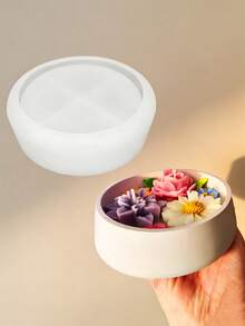 大容量圓形收納碗矽膠模具 DIY 蠟燭罐多肉盆樹脂石膏鑄造模具家居裝飾擺件 - 白色矽膠模具 - 查看 6