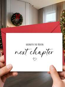 1pc "Here's To Your Next Chapter" Good Luck Card With Envelope - Versatile Greeting Card For New Job, Retirement, Divorce & Moving - Perfect Gift For Coworkers, Friends & Family, Blank Inner Page For Writing - A - View 6
