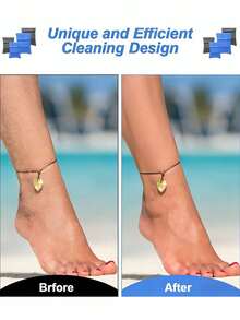 1. 便携式沙滩除沙清洁工具 - 无需电池，符合人体工学设计，采用柔软织物和去角质刷毛，结构紧凑，适合旅行，是海滩度假、露营、户外活动的理想之选，蓝色，沙滩配件 - 均碼 - 查看 3