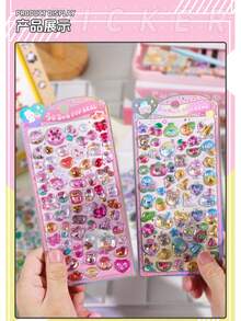 1pc 3D Diamond Embossed Sticker, Strong Adhesive 3D Crystal Cute Animal Sticker, Cat & Puppy Pattern, Handmade Decorative Sticker, Brand New Adorable INS Style Cartoon Sticker - Suitable For Decorating Diary, Phone Case, Desk, Room, Laptop, Etc. - Multicolor - View 3