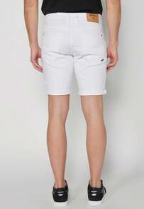 Koroshi Men's Regular Fit Stretch Denim Bermuda Shorts | Casual Wear WHITE / WHITE 30 - White - View 5