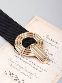 1pc Black Metal Round Elastic Cinch Belt Girdle Stretch Waistband Dress Halloween Summer, School Fall, Autumn, Halloween - Màu tím - Xem 2