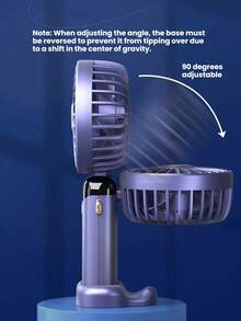 1 quạt điện cầm tay mini, sạc USB, 5 tốc độ gió, màn hình hiển thị kỹ thuật số, dây đeo cổ, quạt bàn gấp gọn có chân đế, thích hợp cho văn phòng, ký túc xá, ngoài trời, du lịch, pin 800mAh. - cái quạt - Xem 4