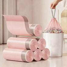 Bathroom Trash Bags, 50 Pieces Per Roll, Pink Small Trash Bags, Strong And Thin Material, Disposable Trash Bags Suitable For Office And Home Trash Cans, 50 Pieces Per Roll - Multicolor - View 1