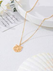 1件金属镂空虎头项链，适合女性日常佩戴 - 金色 - 查看 2