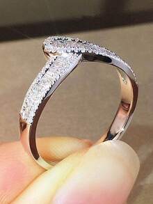 1 PC Glamorous Cubic Zirconia Ring For Women For Wedding Engagement Anniversary Party Jewelry Valentine's Day Gift - 1# - View 3