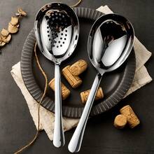 1pc/2pcs Extra Large Serving Spoons Set,18/10 Stainless Steel Slotted Spoon And Serving Spoon,10 Inch Buffet Spoons Set,Tabletop Flatware Utensil , Dishwasher - Multicolor - View 9