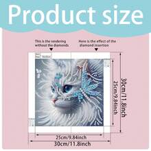 1件套5D DIY珍珠钻石画套装，尺寸30x30厘米，优雅白猫主题艺术画，创意装饰手工珍珠马赛克，适合家居装饰、DIY爱好者以及送礼，无框 - 查看 4