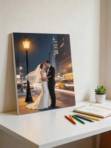 1幅定制帆布墙画，个性化无框或有框海报，温馨室内有框帆布画，适合复活节装饰、婚礼纪念品、母亲节、父亲节礼物、个性化纪念礼品 - 彩色 - 查看 3