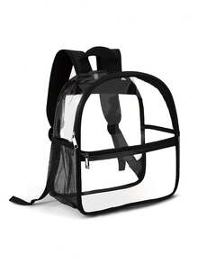 Transparent PVC Backpack, Women's Fashion Versatile, Clear Vision, Large Capacity, Storage Pockets, Mesh Side Pockets, Lightweight Suitable For Commuting, Travel, Campus, Concerts And Outings - Multicolor - View 6
