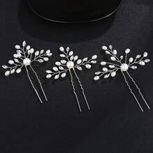 Horquillas de perlas de cristal para mujer, accesorios de de boda, bolso, sombrero, palitos para el cabello, regalos de vacaciones, tocado de joyería, 3 piezas por juego DDMM - HS-J4650 - Ver 7