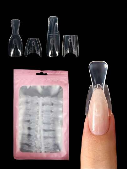 60 peças/pacote Formas de Unhas Reutilizáveis para Sanduíche, Formatos Quadrado e Amêndoa, 15 Tamanhos, Moldes de Extensão de Unhas com Guia, Ferramenta de Manicure para Salão e DIY em Casa