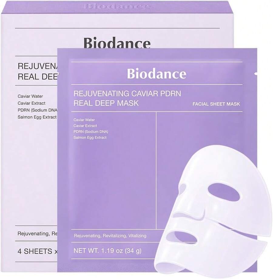 BIODANCE Rejuvenating Caviar PDRN Real Deep Mask, Overnight Hydrogel Mask, Skin Firming & Radiance Boost, Enhancing Recovery For All Skin Types, Korean Skin Care, Gifts For Women | 1.19oz(34g) X 4ea - 藍莓 - 查看 1