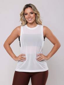 Women's Tank Top Fashion Fitness Blouse Gym Clothing Luxury Tulle - trắng0 - Xem 2