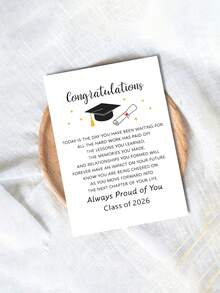 1pc Graduation Congratulations Card For Class Of 2026, Encouragement And Proud Of You Note, Premium Paper, Suitable For Friends, Teachers, And Classmates, With Envelope, For 14+ Age Group - View 8