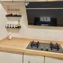 1卷自粘橡木纹理PVC壁纸，乙烯基材质，逼真木纹，易粘贴易移除，耐油，防水，耐热，非常适合厨房橱柜、台面、家具和墙面翻新，易于安装，壁纸翻新，无缝图案设计，耐油材质，尺寸：15.7英寸 x 196.8/118.1/39.3英寸，自粘可移除木纹壁纸 - 原木色 - 查看 8