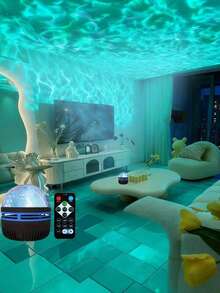 LED Projector - 2-In-1 Northern Lights & Ocean Wave Night Lamp With Remote, 14 Vibrant Effects, Powered Via Supplied Cable, Ideal For Bedroom, Game Room, Home Theater Decor, Ambiance Lighting & Relaxation - Multicolor - View 6