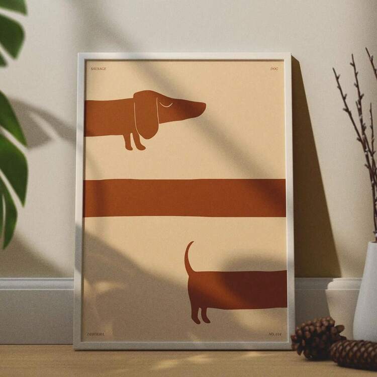 1 Piece, Dachshund Pattern: Fun Dachshund Wall Art, Suitable For Home Decoration, Room Decoration, Bedroom Decoration, Living Room Decoration, Bathroom Decoration, Wall Decoration, Framed Wall Art Optional. - A - View 3