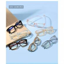 Classic Square Glasses For Women & Men, Retro Rivet Detail Clear Lens Eyewear, Professional Anti-Eye Strain Computer Frames - màu đen - Xem 3