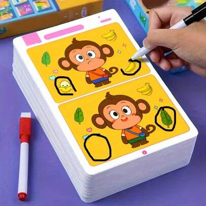 Gioco educativo per bambini: un foglio per l'allenamento della concentrazione che può essere ripetutamente pulito, adatto per l'educazione scientifica, test e valutazione dei bambini (stile casuale), insegnamento, giochi e essenziale per l'inizio della scuola [Penna non inclusa]