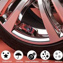NEW- 4PCS Crown Bling Tire Stem Valve Caps, Crystal Diamond Tire Air Cap Set Universal Copper Core Stem Covers For Cars, SUV, Trucks, Bikes, Motorcycles, Bicycles (Blue & Black) - Blue & Black Round Bling - View 6