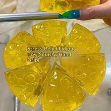 金色精致蜂蜜芝士软萌捏捏乐，超级解压蜂蜜芝士手指捏捏乐玩具，手工硅胶慢回弹捏捏乐玩具，青少年解压礼物，解压玩具（混装） - 彩色 - 查看 3