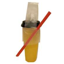 100个T型塑料袋，一次性透明单杯包装袋，适用于奶茶、咖啡、饮料、派对用品 - 彩色 - 查看 11