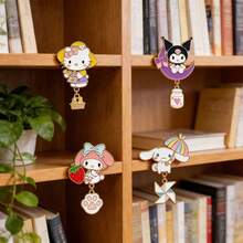 SANRIO 4-Piece Set Of New  Metal Badges, Student Brooches, Cartoon-Themed Cute Chains, Clothing, Backpacks, Accessories. Internet Celebrity, Japanese-Style Cute Cartoon,  Metal Badges, , Melody, Ginger Dog, Alloy Brooches, Accessories, Ornaments. - 彩色 - 查看 5